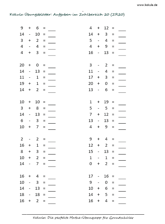 Mathe Grundschule Klasse Übung 1 - Übungsblätter Mathe Grundschule - Mathe_Grundschule_Klasse_Übung_1