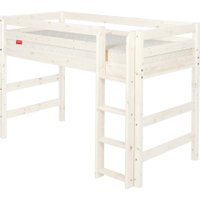 Flexa Classic Mittelhohes Bett aus Holz (90x200cm) mit senkrechter Leiter in weiß