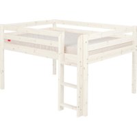 Flexa Classic Halbhohes Bett aus Holz (140x200cm) mit senkrechter Leiter in weiß