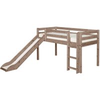 Flexa Classic Halbhohes Bett aus Holz (90x200cm) mit senkrechter Leiter und Rutsche in terra