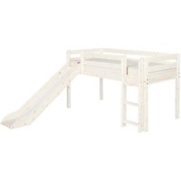 Flexa Classic Halbhohes Bett aus Holz (90x200cm) mit senkrechter Leiter und Rutsche in weiß