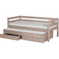 Flexa Classic Kinderbett aus Holz (90x200cm) mit Ausziehbett und 2 Schubladen in terra
