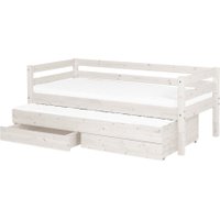 Flexa Classic Kinderbett aus Holz (90x200cm) mit Ausziehbett und 2 Schubladen in weiß