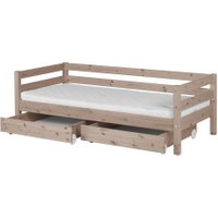 Flexa Classic Kinderbett aus Holz (90x200cm) mit 2 Schubladen inkl.Gummirollen in terra