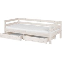 Flexa Classic Kinderbett aus Holz (90x200cm) mit 2 Schubladen inkl.Gummirollen in weiß