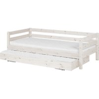 Flexa Classic Kinderbett aus Holz (90x200cm) mit Ausziehbett inkl. Gummirollen in weiß