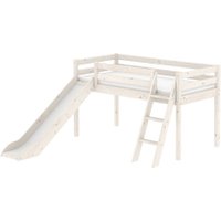 Flexa Classic Halbhohes Bett aus Holz (90x200cm) mit schräger Leiter und Rutsche in weiß