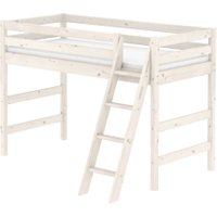 Flexa Classic Mittelhohes Bett aus Holz (90x200cm) mit schräger Leiter in weiß
