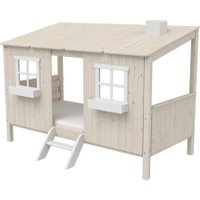 Flexa Classic Kinderbett aus Holz (90x200cm) mit ganzem Baumhaus-Aufsatz und Leiter in weiß