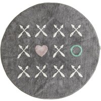 Minividuals waschbarer Teppich XOXO aus Baumwolle rund (150 cm) in grau