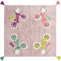 Minividuals waschbarer Teppich Biker aus Baumwolle rechteckig (150x150 cm) in rosa