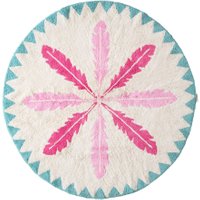 Minividuals waschbarer Teppich Federn aus Baumwolle rund (150 cm) in rosa