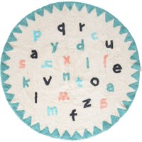 Minividuals waschbarer Teppich Alphabet aus Baumwolle rund (150 cm) in bunt
