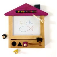 gg* Oekaki House Cat Zeichentafel aus Holz mit Magnetstift und Stempeln