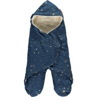 Nobodinoz Fußsack Kiss Me aus Bio-Baumwolle 1.7 Tog (0 - 6 Monate) in dunkelblau mit Sternen in gold