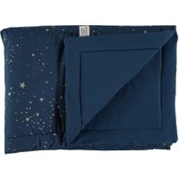 Nobodinoz Decke für Babys und Kinder Laponia dunkelblau aus Baumwolle (140x100 cm) mit Sternen in gold
