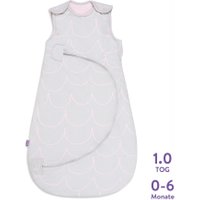 Snüz Baby-Sommerschlafsack Welle in grau aus Baumwolle 1.0 Tog (0 - 6 Monate) mit Futter und Muster in rosa