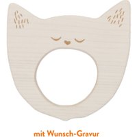 Wooden Story Greifling Yawning Cat aus Ahornholz mit Wunsch-Gravur