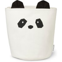 LIEWOOD Spielzeugkorb aus Bio-Baumwoll-Canvas Panda (30x25 cm) in weiß