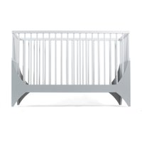 Sebra Yomi Baby- und Kinderbett Komplettset mit Gitter aus Buchenholz (60 x120) höhenverstellbar in grau / weiß