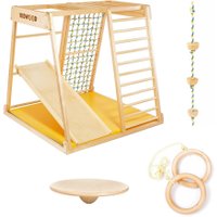 Kidwood Kinder-Klettergerüst Segel GAME Set aus Holz (6-teilig) für Kinderzimmer