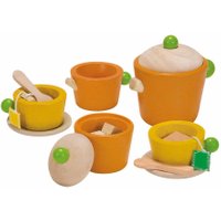 Plantoys Tee-Set für Kinder aus Kautschuk-Holz (ab 3 Jahren) in gelb / orange