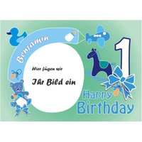 Tortenaufleger 1. Geburtstag Jungs +Foto +Name +Alter