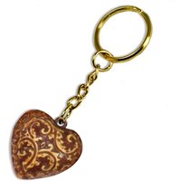 Schlüsselanhänger Ornament-Herz an goldfarbenem Kettchen