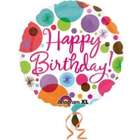 Folienballon rund mit Aufdruck Happy Birthday