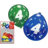 Zahlenballons als Deko für vierten Geburtstag im 10er-Pack