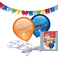 Dekoset HAPPY BIRTHDAY: 17 Ballons + hübsches Geburtstagsbanner