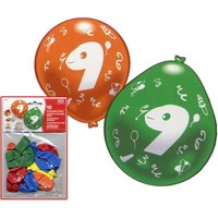 Zahlenballons mit Spiegeldruck für 9. Geburtstag