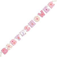 Babyparty Buchstabenkette in hübschem Rosa f. Baby-Shower-Party