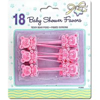 18 Babyparty-Picker Baby Shower rosa f. Teddy Mottoparty