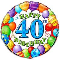 Folienballon rund  40. Geburtstag für Helium