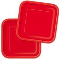 Quadratische Pappteller rot