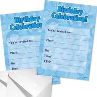 Happy Birthday Einladungskarten in hübschem Hellblau