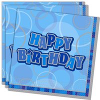 Geburtstagsservietten HAPPY BIRTHDAY in knalligem Blau