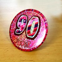 Geburtstagsanstecker mit 90 pink