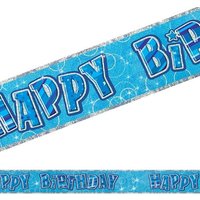 Happy Birthday-Glitzerbanner in knalligem Blau