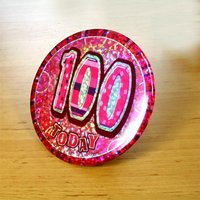 Zahl 100 Glitzer-Button