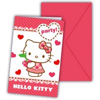 Hello Kitty Hearts Einladungskarten mit Feldern +Umschläge