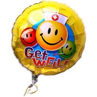 Folieballon rund mit Smilies -Get Well-