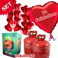 Ballongas-Set Love: 70 Folieballons in Herzform