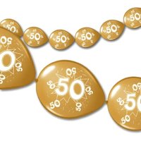 8 Kettenballons in Gold-Metallic mit 50 für Goldhochzeit
