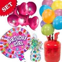 Ballongas-Set HAPPY BIRTHDAY GIRL klein