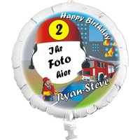 Fotoballon Feuerwehrmann +Name 40cm