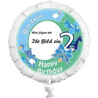 Personalisierter Foto-Ballon für den 2. Geburtstag für Jungen mit individuellen Foto