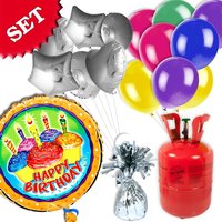Ballongas-Set HAPPY BIRTHDAY klein