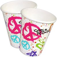 Girls Rock Partybecher mit Peace-Symbolen im 8er Pack